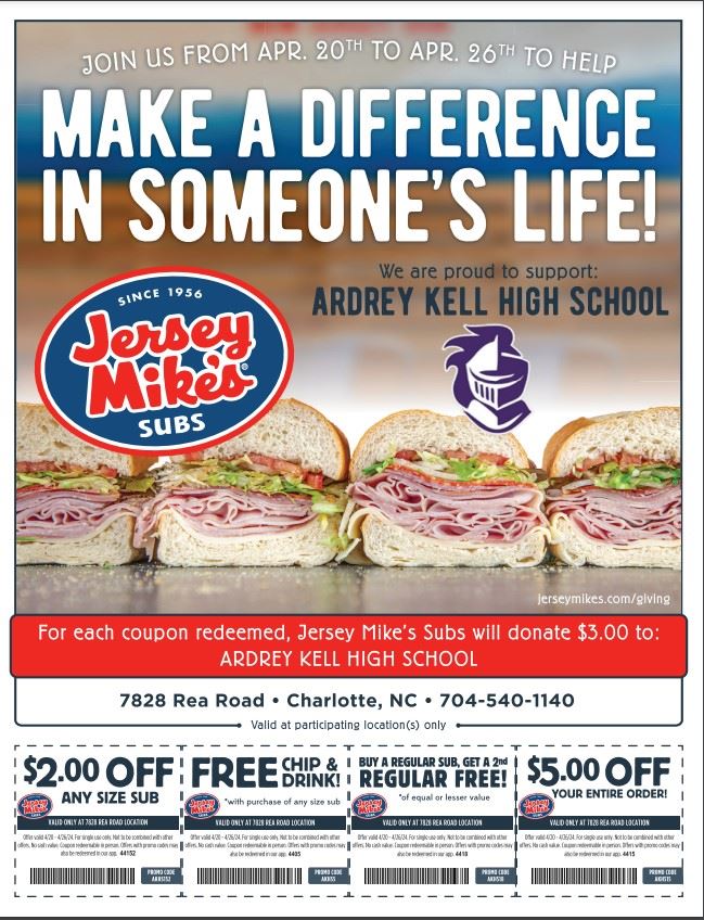  Jersey Mike's Coupon Fundraiser